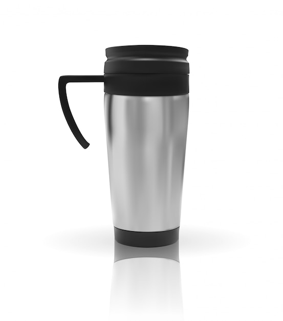 Vector realista modelo 3d de termo taza.