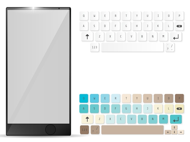 Vector realista móvil y teclado móvil.