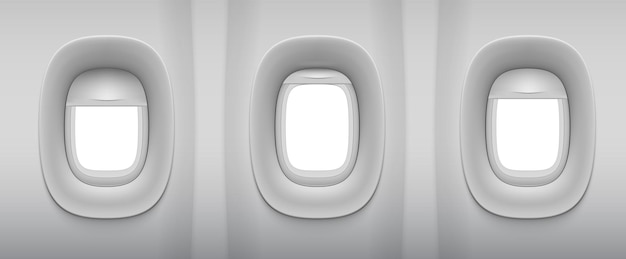 Realista Tres Ventanas Avión Gris Claro Con Cielo Blanco