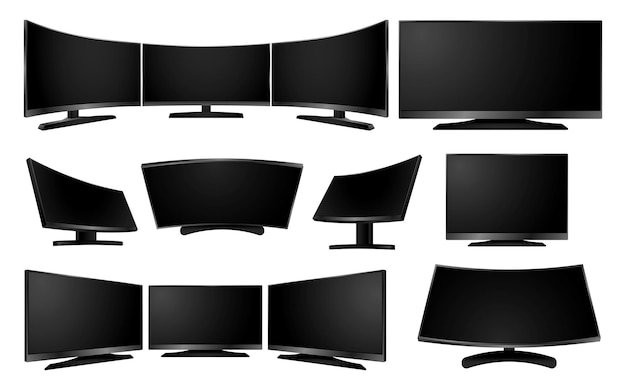 Vector realista de tv led lcd aislado o lcd plasma wide screen tv mockup 3d render