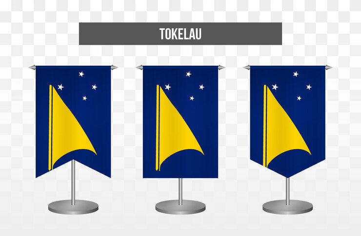 Vector realista vertical 3d vector ilustración escritorio banderas de tokelau aislado