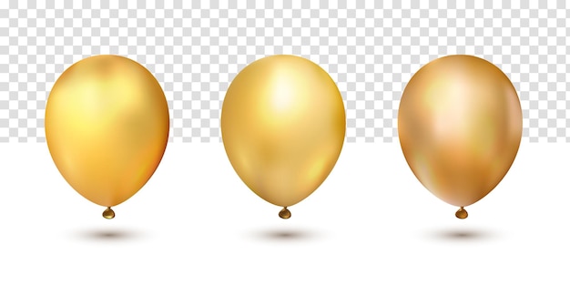 Realistas colecciones de globos elegantes de cromo dorado para el viernes negro sobre fondo transparente