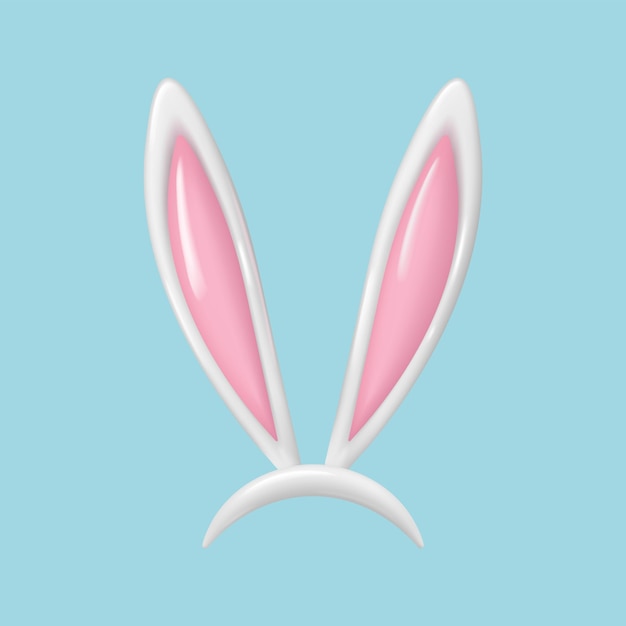 Realistas orejas de conejo de Pascua aisladas colección de orejas de liebre 3D banda de orejas de conejo de dibujos animados divertidas de plástico para el diseño de trajes ilustración vectorial de conejo de Pascua o conejo