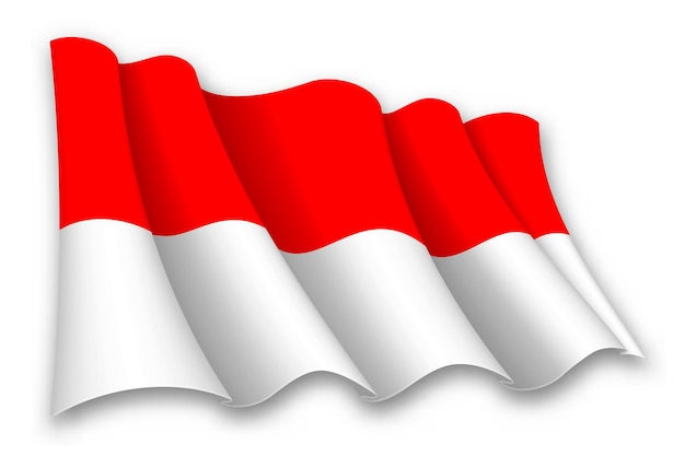 Vector realistic waving flag of indonesia