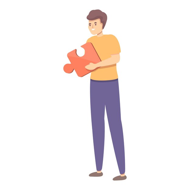 Realización rompecabezas icono dibujos animados vector Solución empresarial Trabajo en equipo productivo