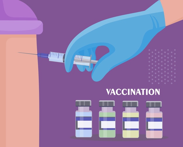 Vector realización de vacunaciones periódicas contra diversas enfermedades y el coronavirus covid19