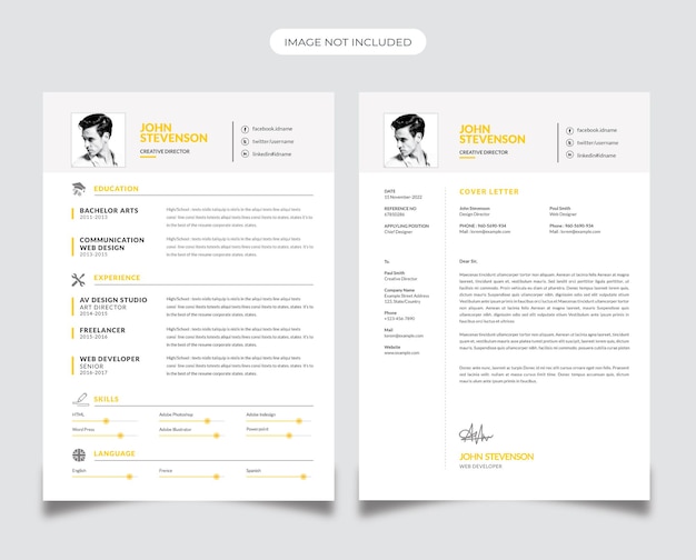 Reanudar el diseño con acento amarillo