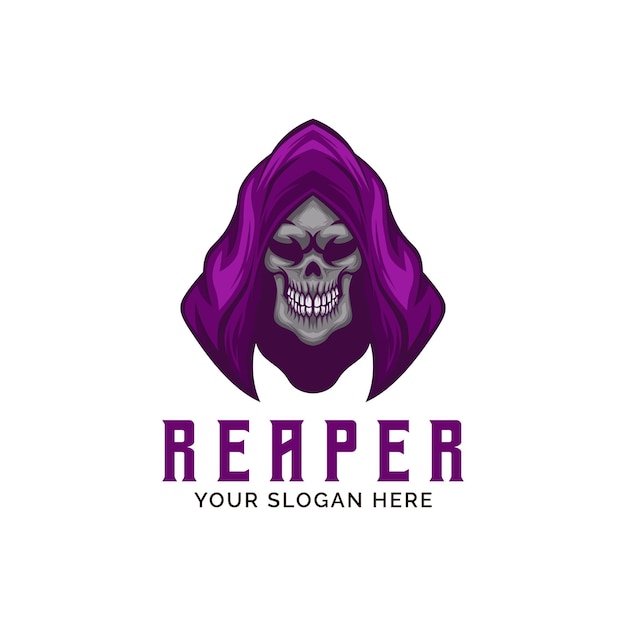 Vector reaper skull head logo vector plantilla de mascota