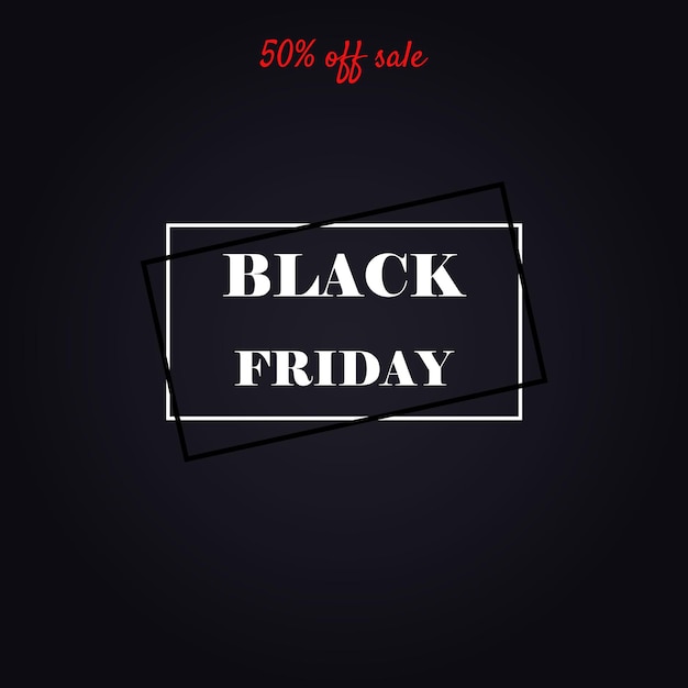 Rebajas de Black Friday con 50% de descuento. Ilustración vectorial