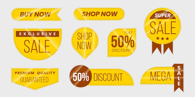 Rebajas y ofertas colección de etiquetas.