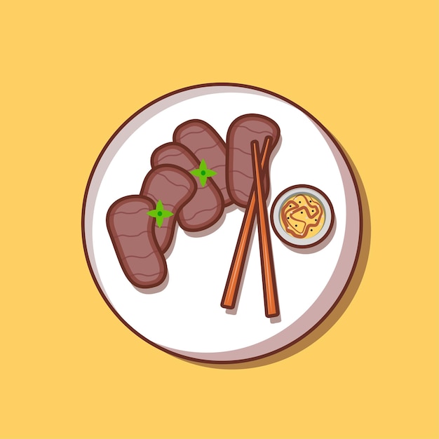 Vector rebanada de carne de res, vector de carne, ilustración para icono de carne