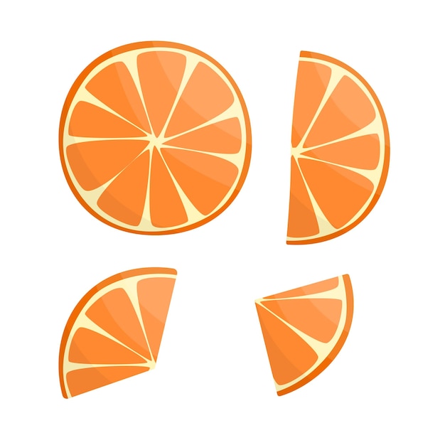 Rebanada de cítricos de fruta naranja aislada en blanco Ilustración de stock vectorial