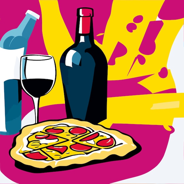 Rebanada de comida de ilustración de cantina de pizza