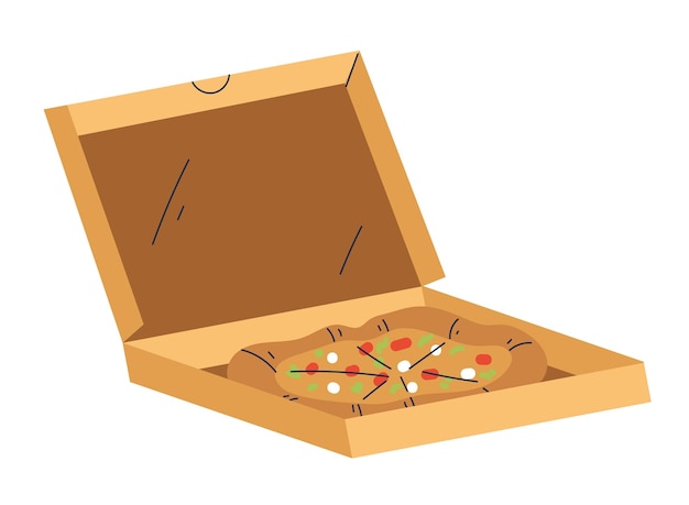 Rebanada entera de pizza aislada sobre fondo blanco ilustración de diseño gráfico plano