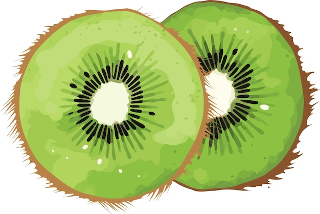 Vector rebanada de fruta de kiwi fresca de vector aislada