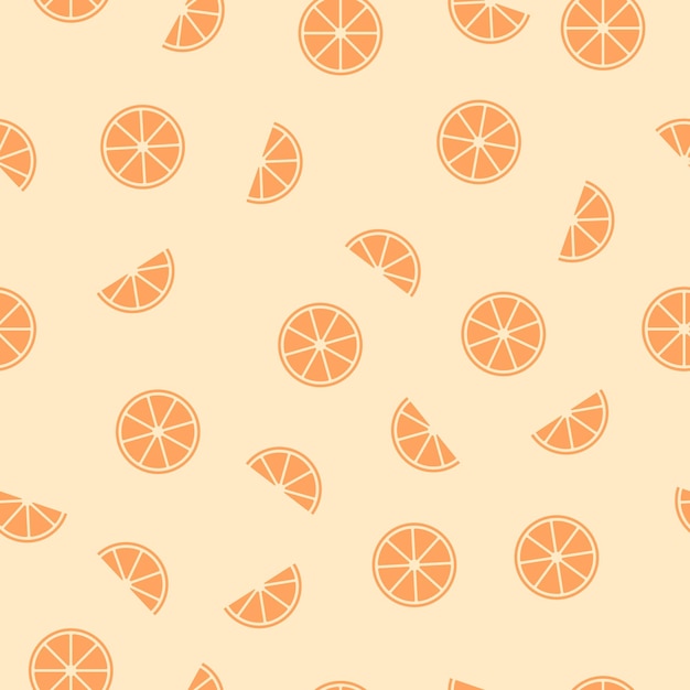 Rebanada de fruta naranja de patrones sin fisuras Rodajas de fruta naranja fresca Frutas de verano para un estilo de vida saludable Ilustración vectorial