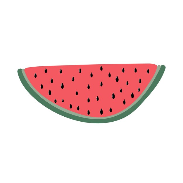 Rebanada de fruta de sandía Ilustración vectorial sobre fondo blanco