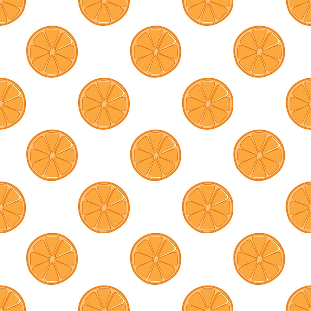 Rebanada de frutas naranjas patrón de vector transparente aislado sobre fondo blanco