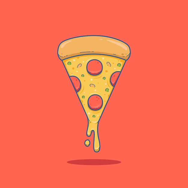 Rebanada de fusión de ilustración de comida rápida de pizza de queso