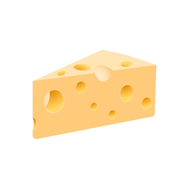 Vector rebanada de icono de color de vector de queso aislado sobre fondo blanco