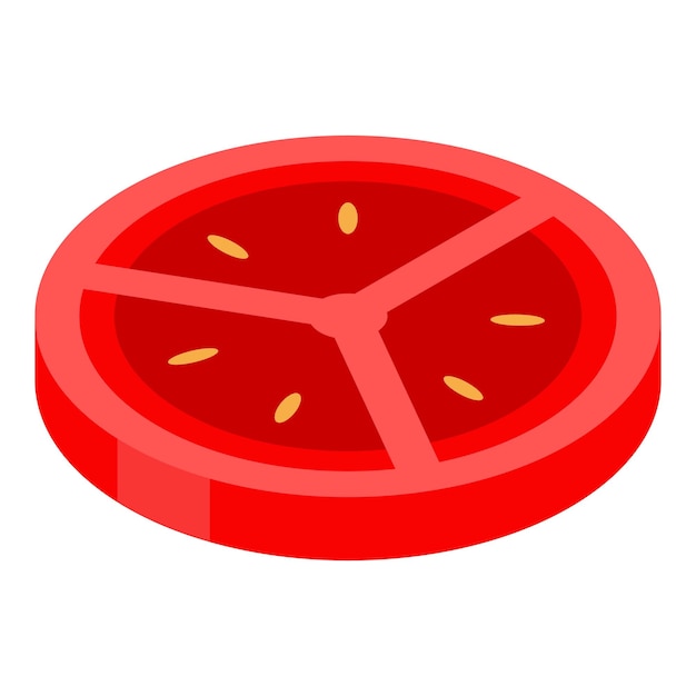 Rebanada de icono de tomate Isométrica de rebanada de icono de vector de tomate para diseño web aislado sobre fondo blanco