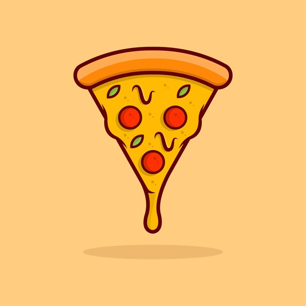 Rebanada de ilustración de vector de dibujos animados de comida de pizza derretida