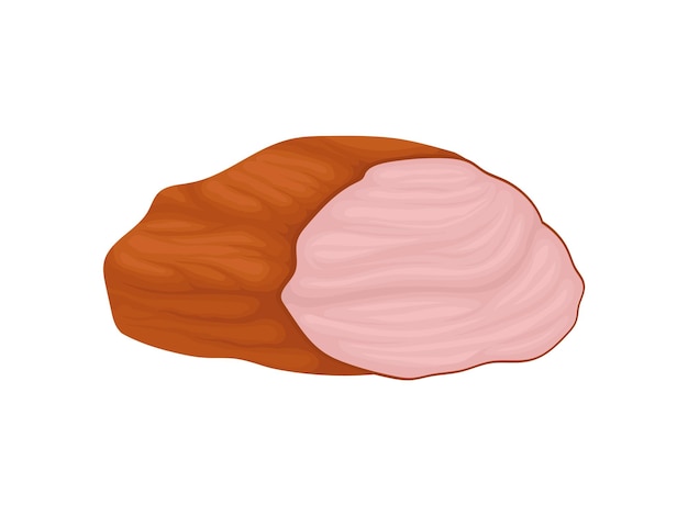 Rebanada de jamón fresco Imagen realista Ilustración vectorial sobre fondo blanco