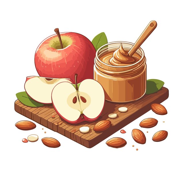 rebanada de manzana y mermelada de chocolate ai generada imagen