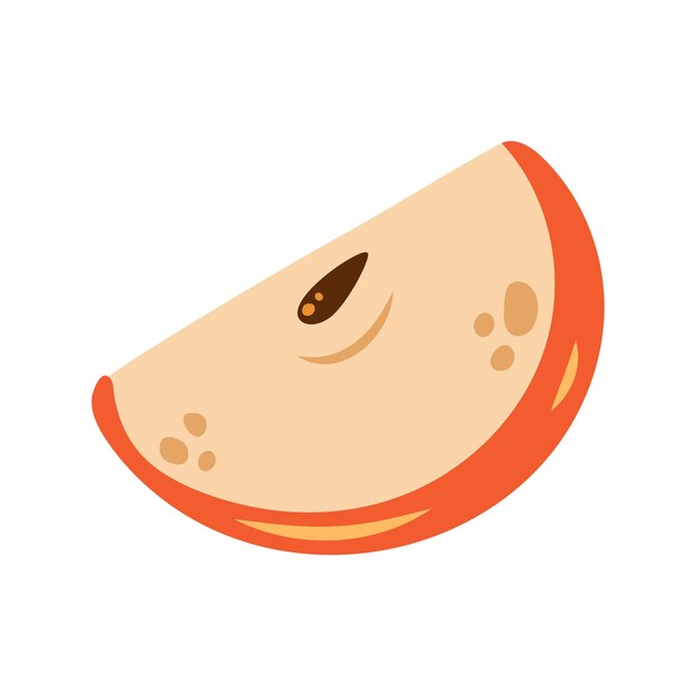 Rebanada de manzana vectorial Manzana roja cortada Fruta en diseño plano