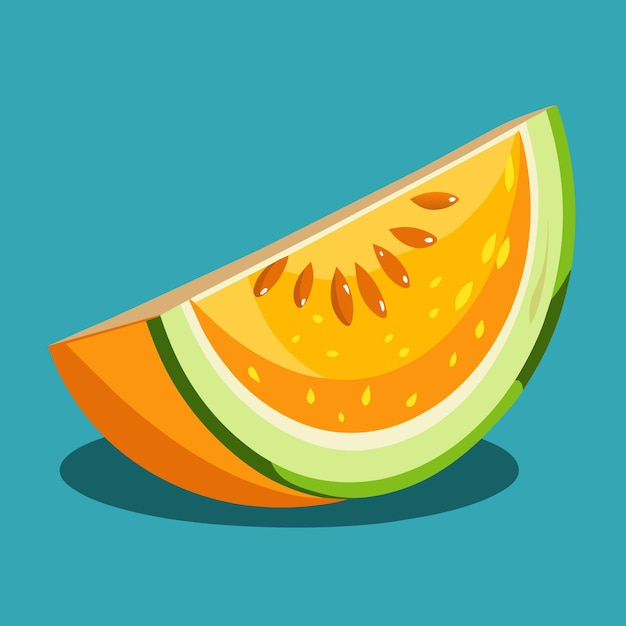 Vector una rebanada de melón se muestra en un fondo azul