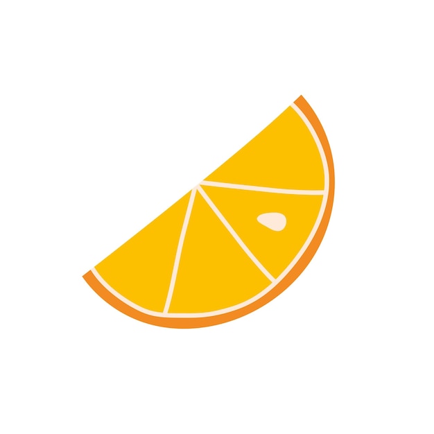 Rebanada naranja de colores brillantes con segmentos distintos sobre un fondo blanco que muestra la frescura