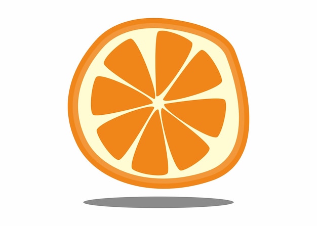 Vector una rebanada de naranja con un fondo blanco