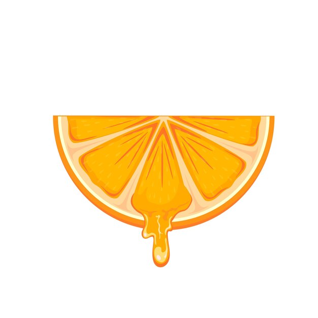 Rebanada de naranja madura fresca aislada en la ilustración de fondo blanco