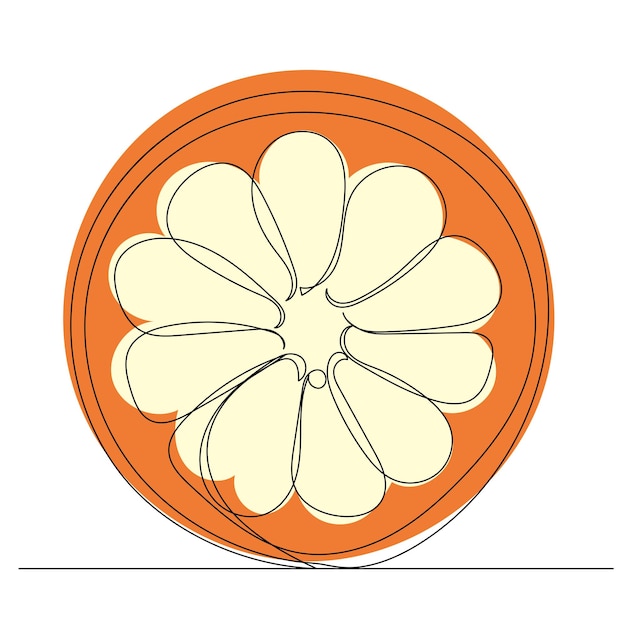 Rebanada de naranja un vector de dibujo de línea continua