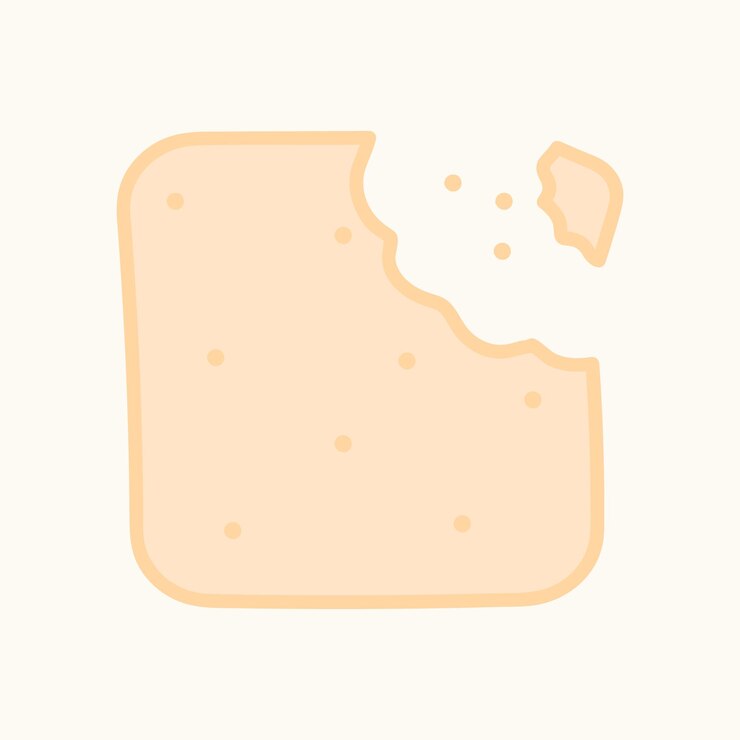 Vector rebanada de pan dibujada a mano, tostadas mordidas. colección de panadería de elementos de alimentos de diseño de dibujos animados. comida natural.