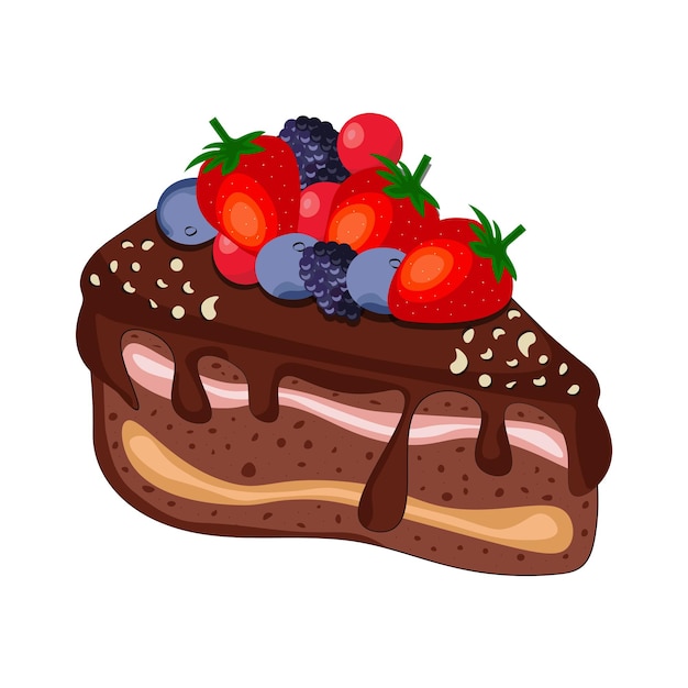 Vector rebanada de pastel delicioso. diseño de ilustración de vector de postre