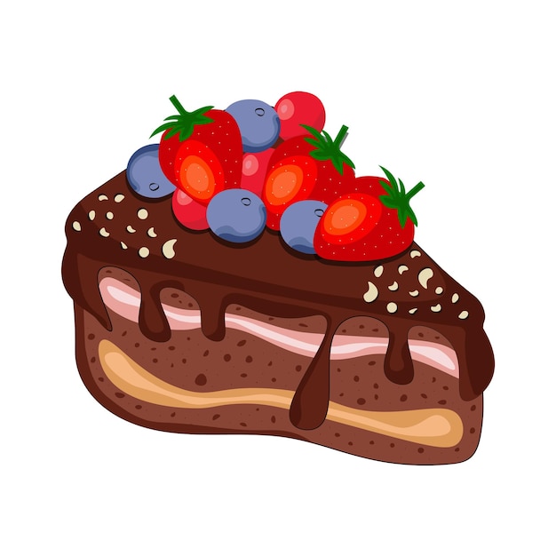 Vector rebanada de pastel delicioso. diseño de ilustración de vector de postre