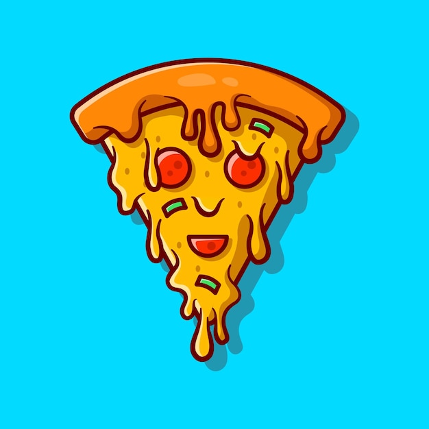 Rebanada de pizza derretida ilustración de icono de dibujos animados