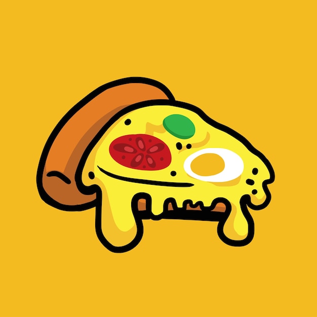 Rebanada de pizza en fondo amarillo para patrones o ilustración