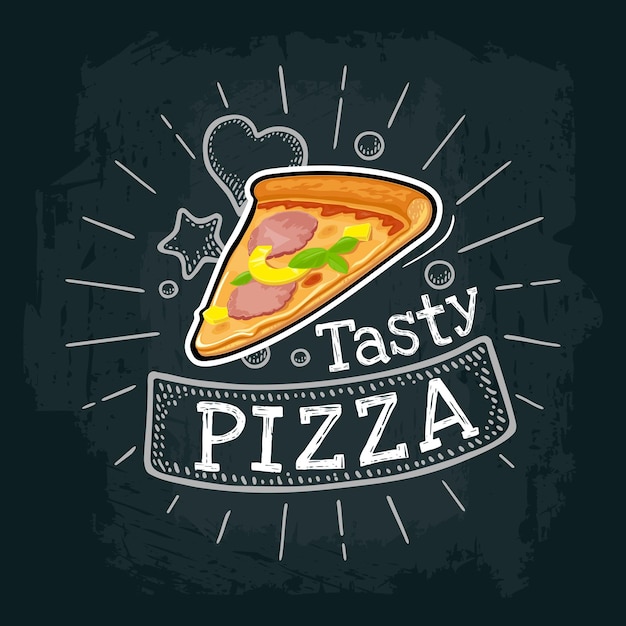 Rebanada de pizza hawaiana Vintage vector grabado ilustración para cuadro de menú de cartel
