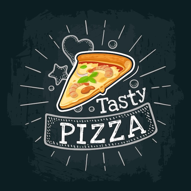 Vector rebanada, pizza, mariscos, vector, color, plano, ilustración