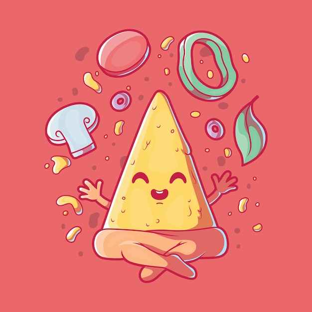 Rebanada de pizza meditando concepto de diseño de ilustración
