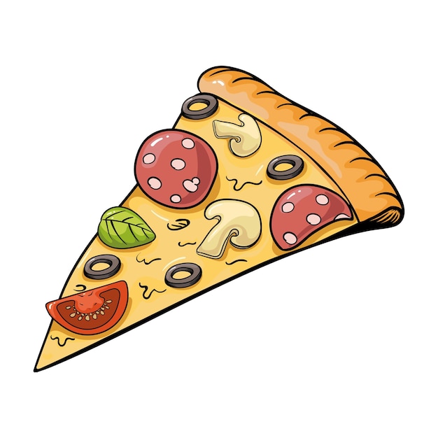 rebanada, pizza, mexicano, color, ilustración