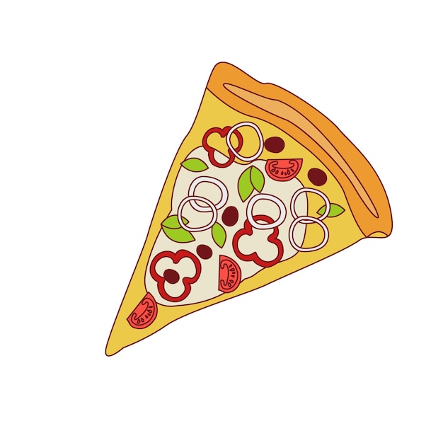 Rebanada De Pizza Con Pimiento Dulce Y Cebolla