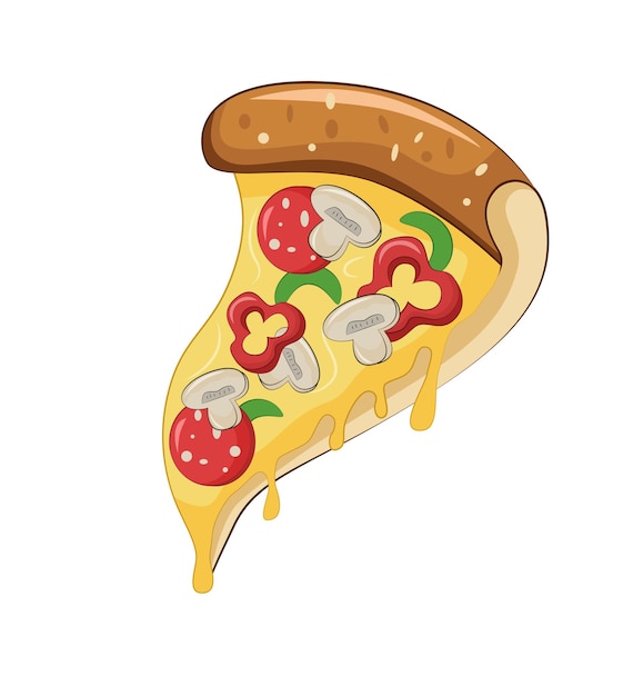 Una rebanada de pizza de pimiento con queso con champiñones y salchicha Icon Italian