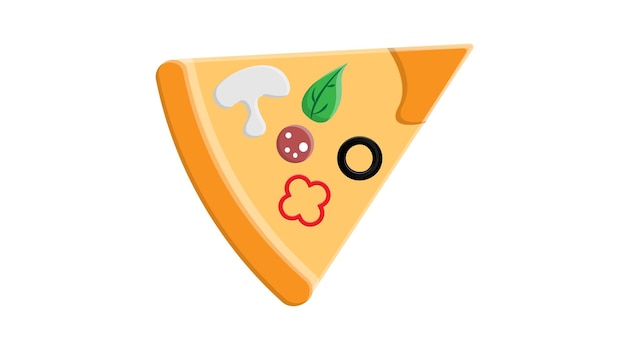 Rebanada de pizza con salami, aceitunas y pradera Vector clip art ilustración de comida rápida