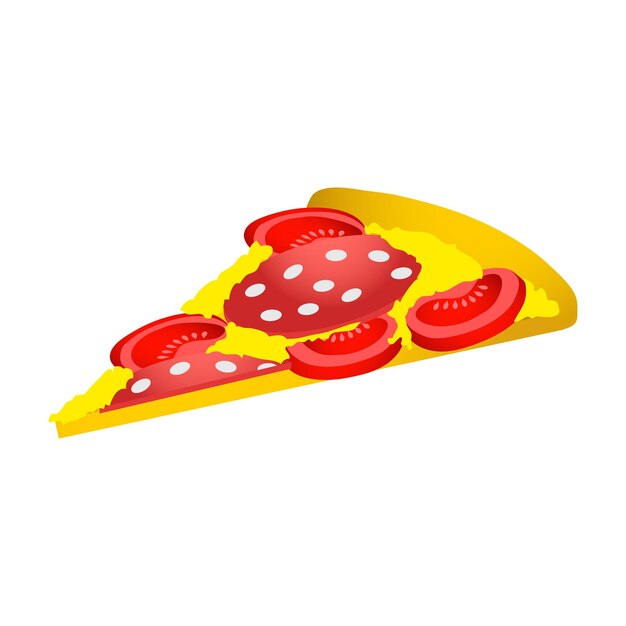 Vector rebanada de pizza con salami y tomates