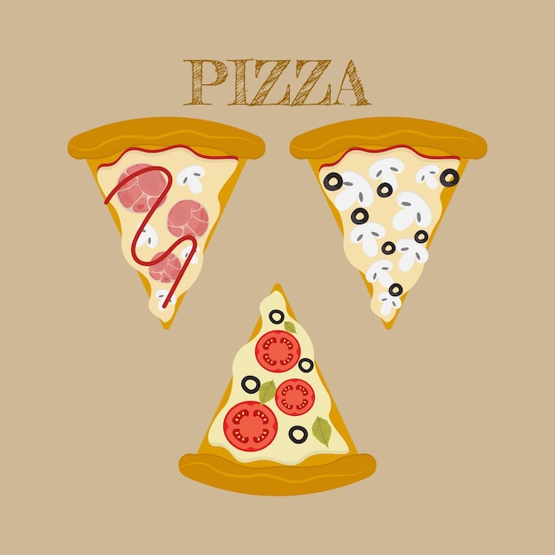 Rebanada de pizza vectorial ilustración de comida rápida