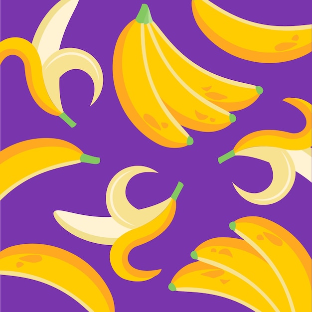 Rebanada de plátano y fruta tropical de la tienda de alimentos orgánicos naturales del jardín en Vector libre