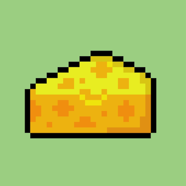 rebanada de queso con estilo pixel art